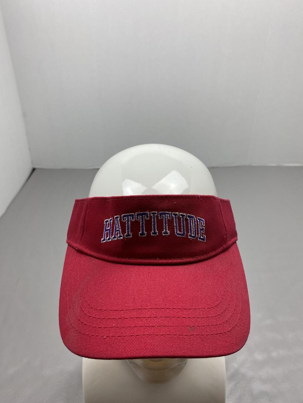 HATTITUDE Hat Visor Strap Back One Size Red Twill Cotton Adjustable Unisex